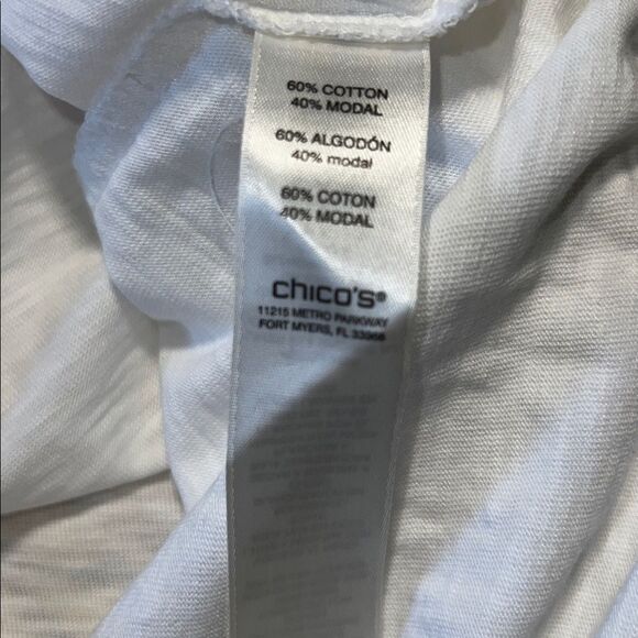 CHICO’S Alabaster Beaded V Neck Short Sleeve Top-1/Medium NWT! - Picture 8 of 9